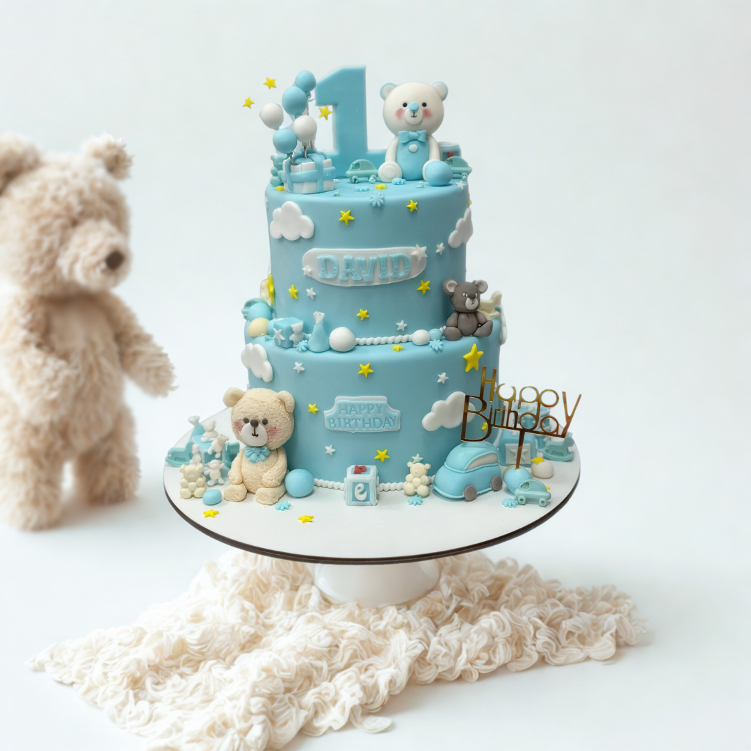 two tier teddy bear cake for kids birthdays