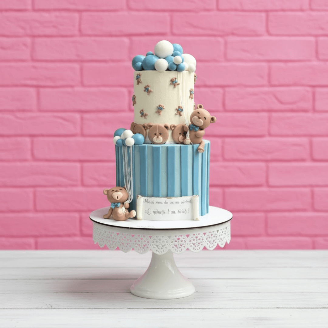 two tier teddy bear theme cake