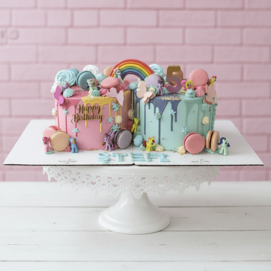 unicorn theme cakes blue an dpink colour