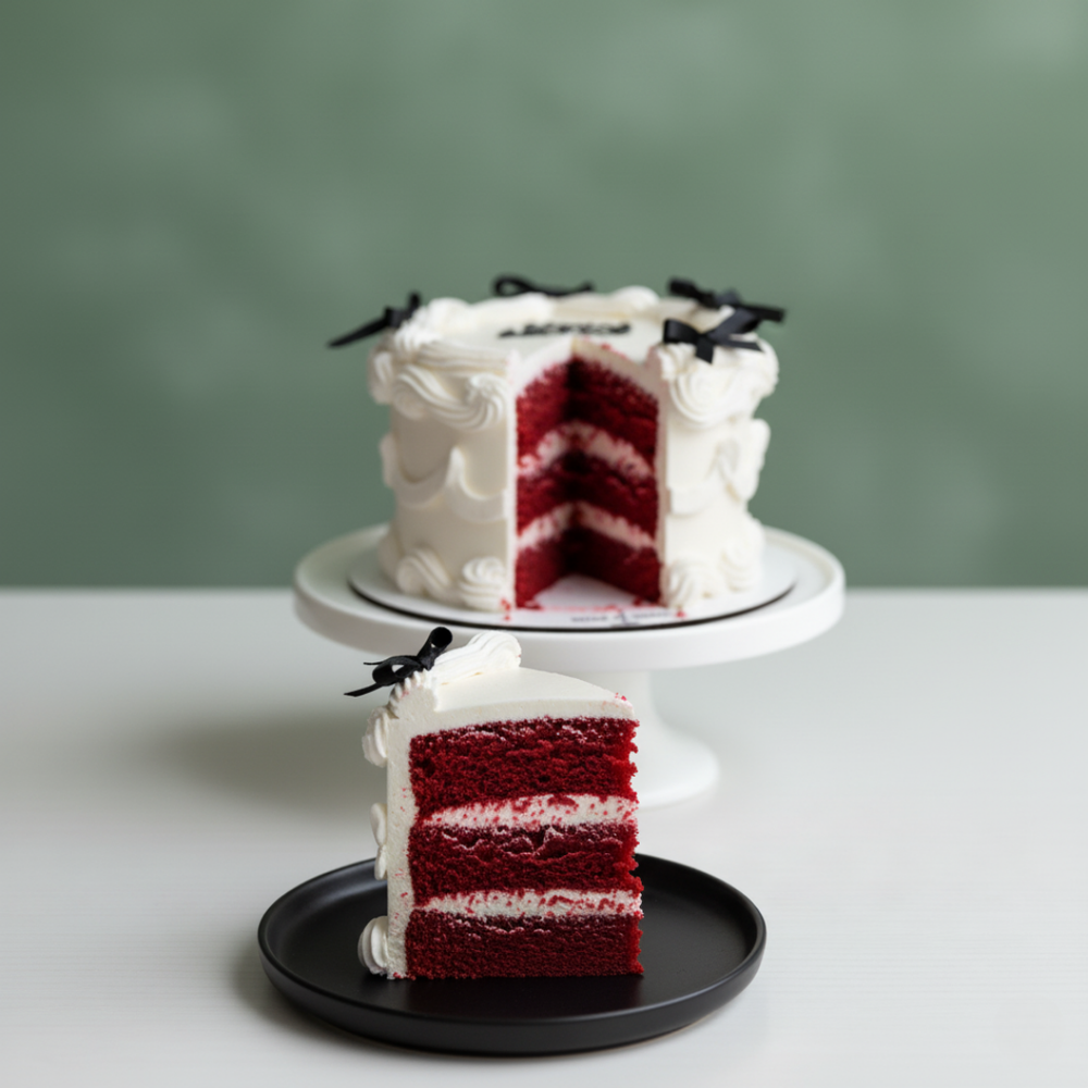 Mini Ribbon Cake with soft sponge, buttercream filling, and elegant fondant ribbon decorations – ideal for intimate celebrations.