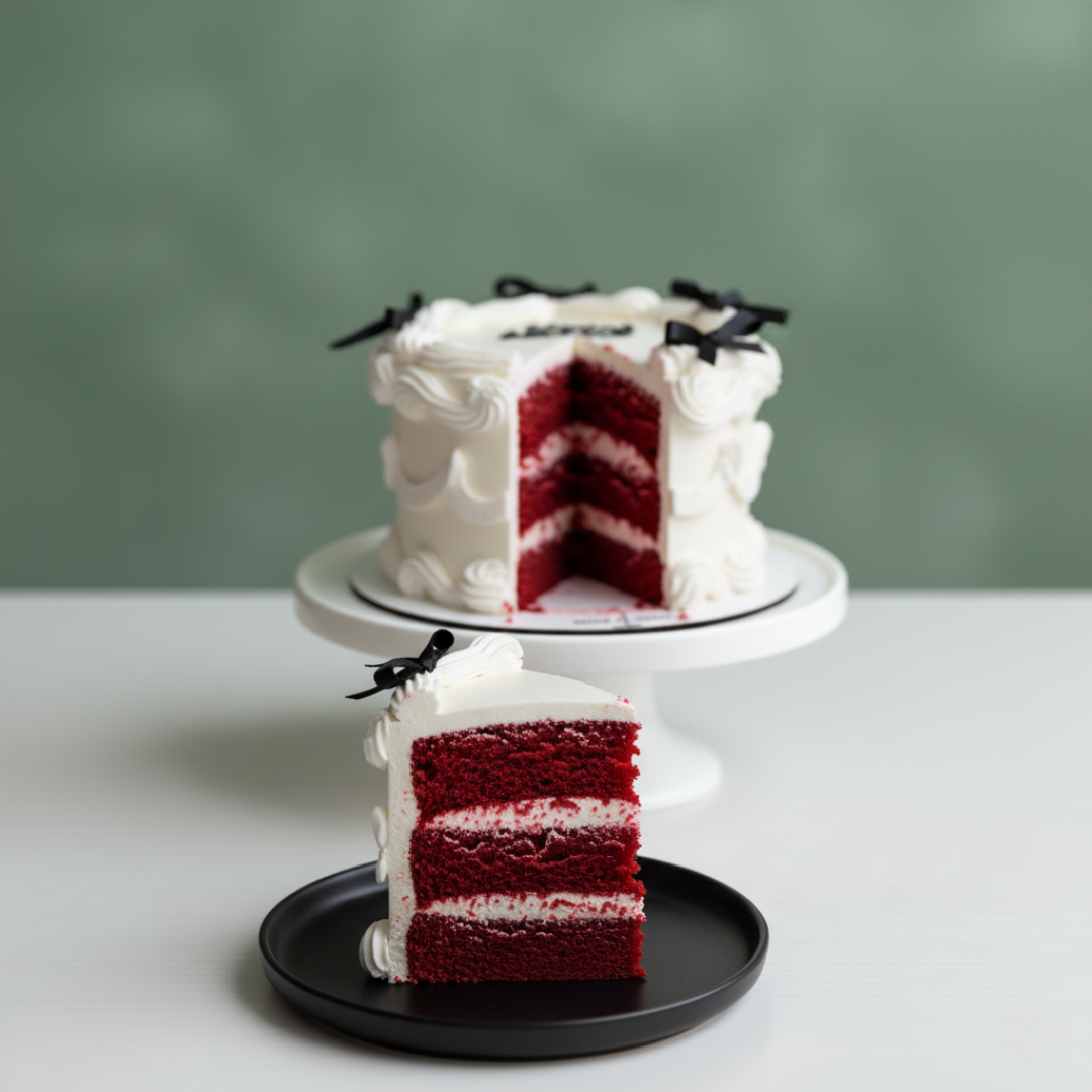 Mini Ribbon Cake with soft sponge, buttercream filling, and elegant fondant ribbon decorations – ideal for intimate celebrations.