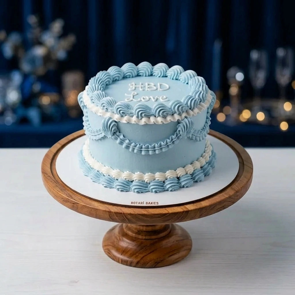 blue vintage piping cake 6 inches