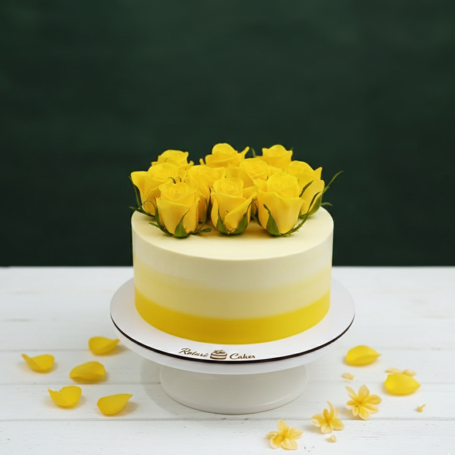 yellow flowers cake for birthdays and other celebration